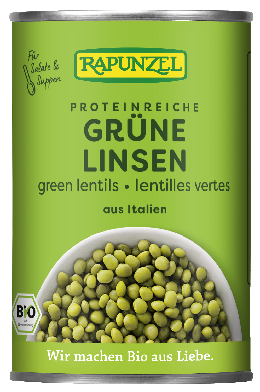 Grüne Linsen in der Dose