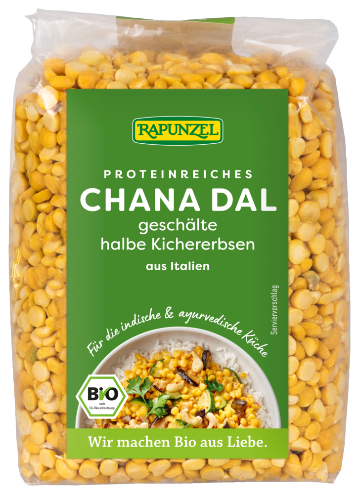 Chana Dal, Kichererbsen halb, geschält