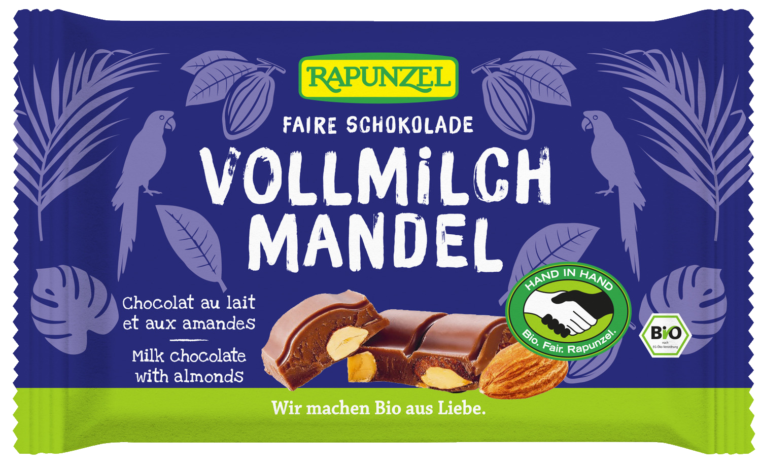 Vollmilch Schokolade mit ganzen Mandeln