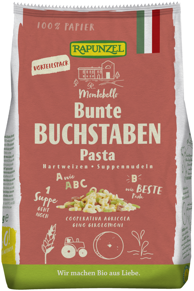 Buchstaben Suppennudeln Semola bunt