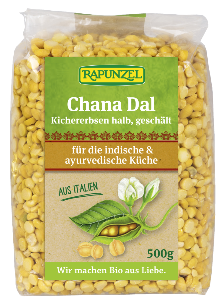 Chana Dal, Kichererbsen halb, geschält