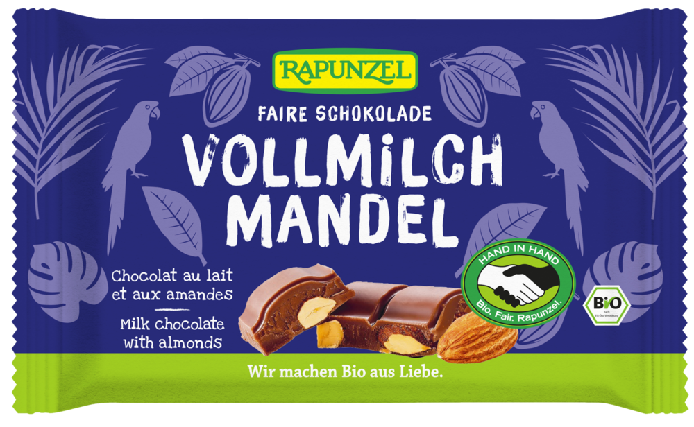 Vollmilch Schokolade mit ganzen Mandeln