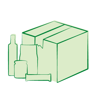 Symbolbild für Bestellung: Karton mit Produktumrandungen: