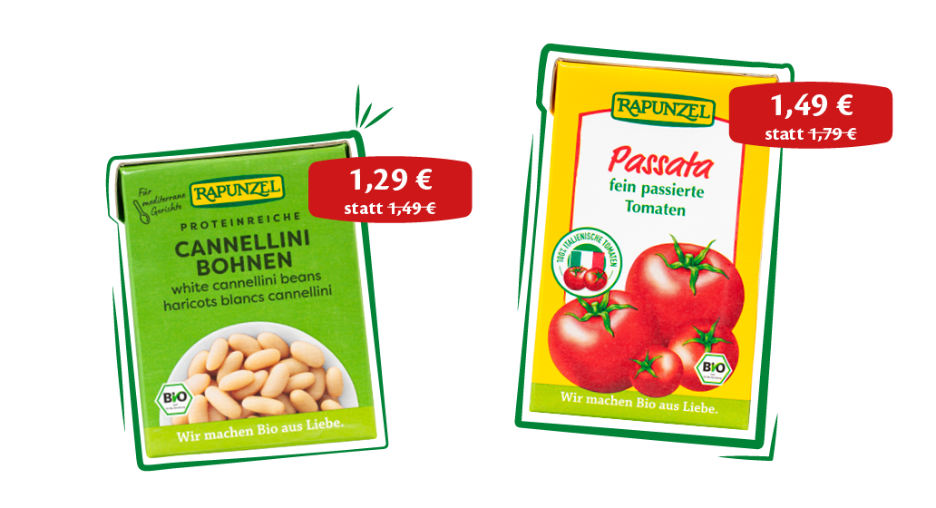 Bio-Cannellini Bohnen und aromatische Passata als Grundlage für Pasta, Eintöpfe und italienische Klassiker
