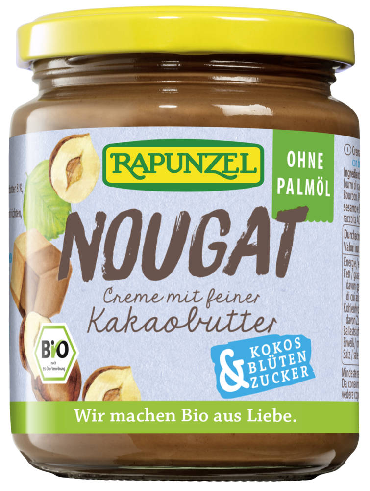 Nougat-Creme, ohne Palmöl, mit Kokosblütenzucker