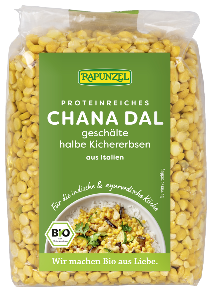 Chana Dal, Kichererbsen halb, geschält