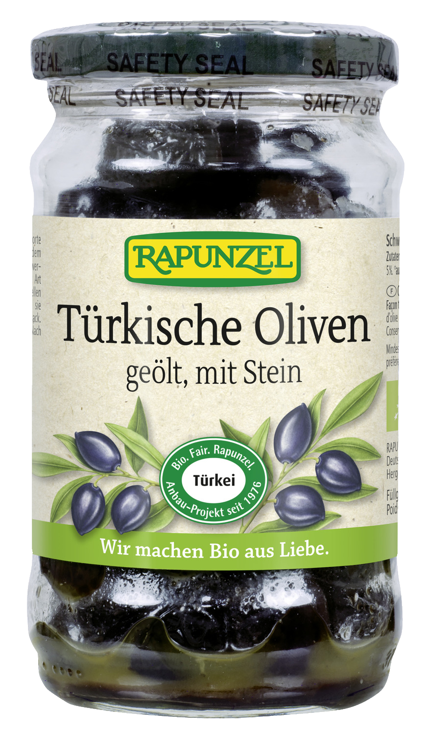 Oliven schwarz, mit Stein geölt