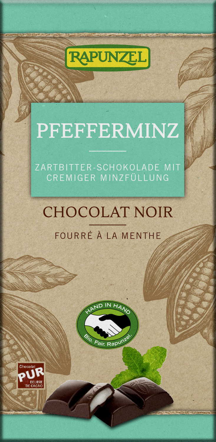 Zartbitter Schokolade mit Pfefferminzfüllung