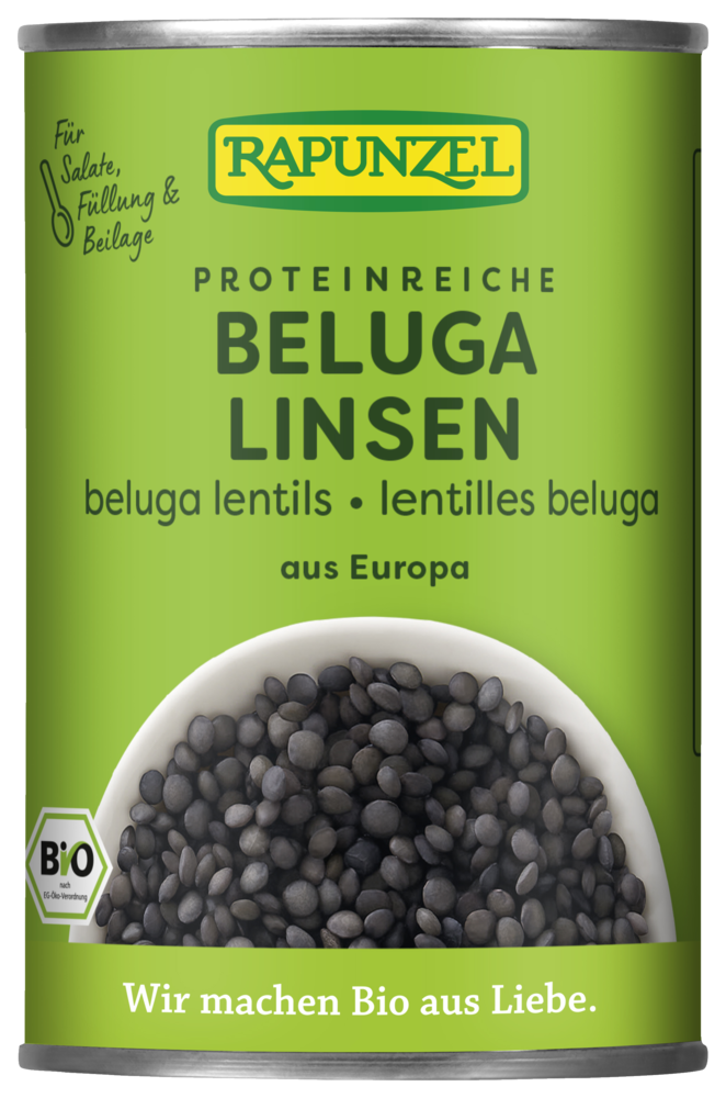Beluga linsen in der Dose