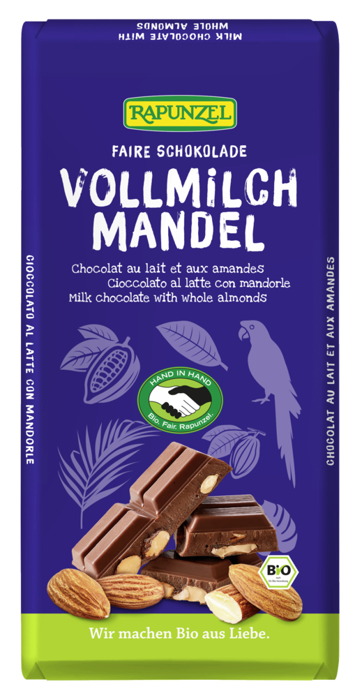 Vollmilch Schokolade mit ganzen Mandeln