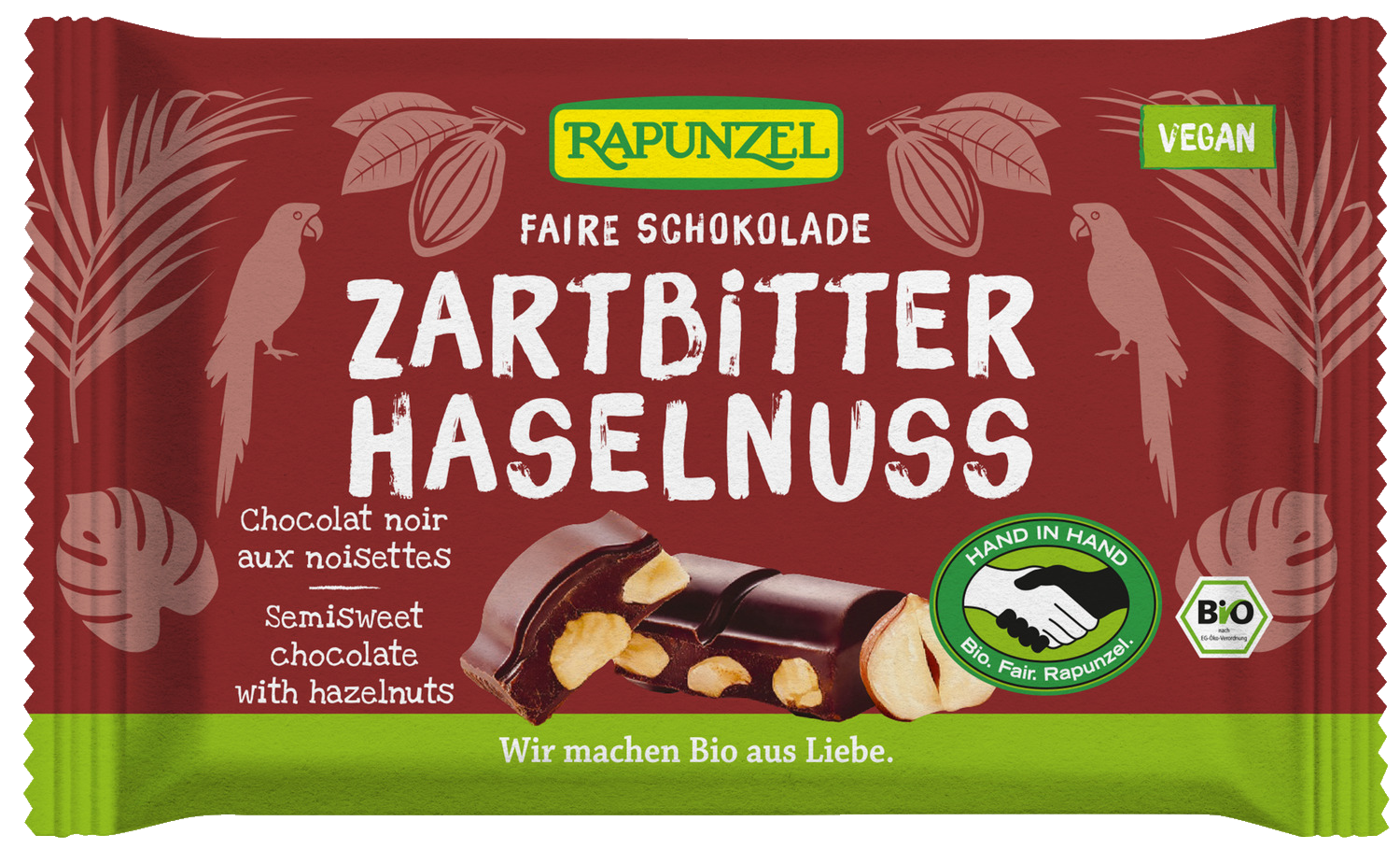 Zartbitter Schokolade 60% Kakao mit Haselnuss