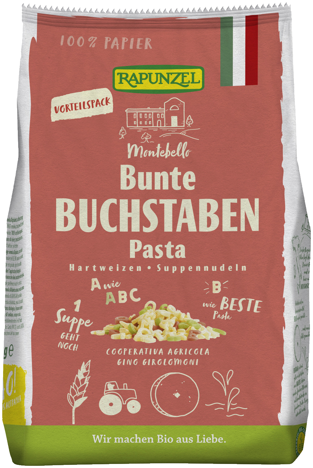 Buchstaben Suppennudeln Semola bunt