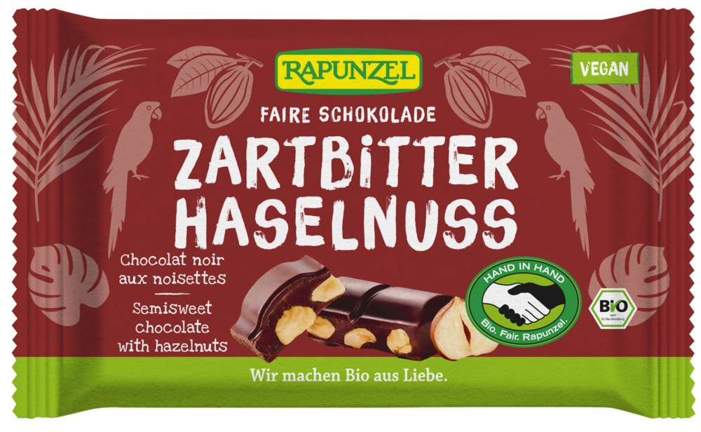 Zartbitter Schokolade 60% Kakao mit Haselnuss