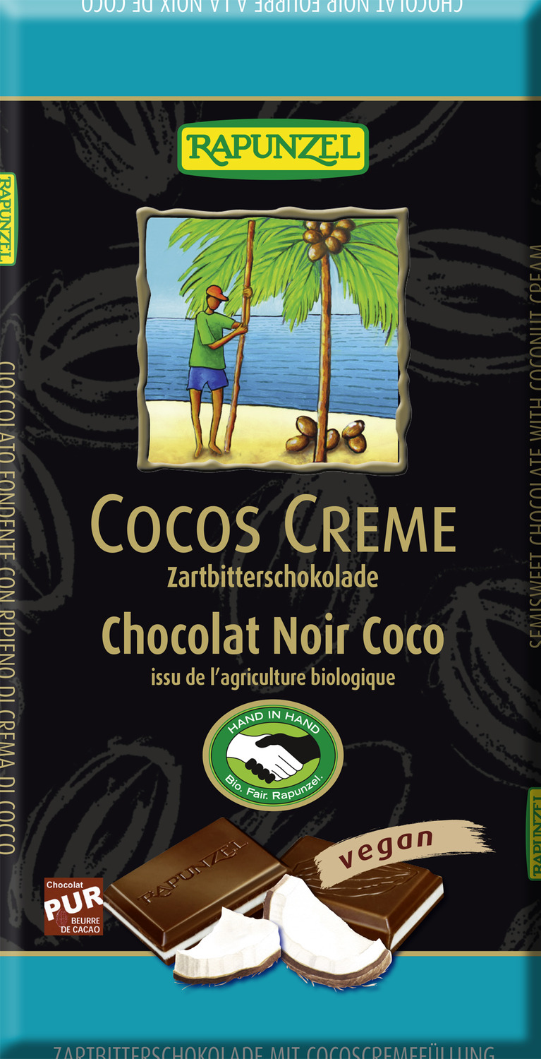 Zartbitter Schokolade Cocos-Creme gefüllt