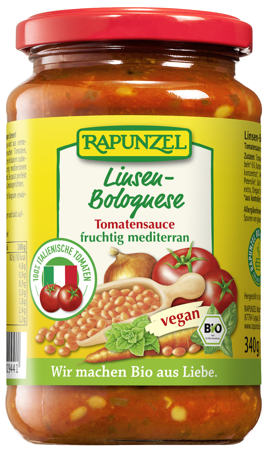 Tomatensauce Linsen-Bolognese, vegan