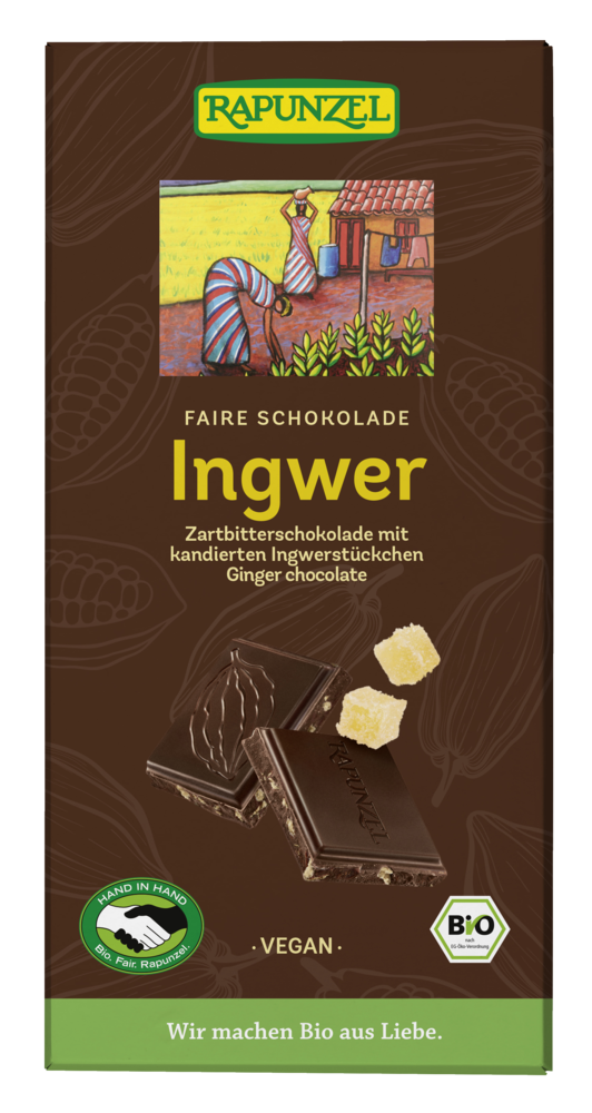 Zartbitter Schokolade 55% Kakao mit Ingwer