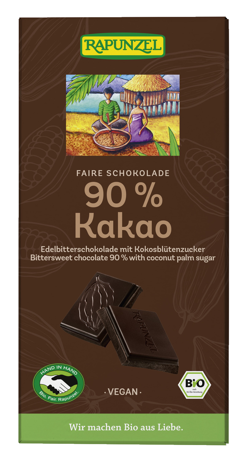 Bitterschokolade 90% Kakao mit Kokosblütenzucker