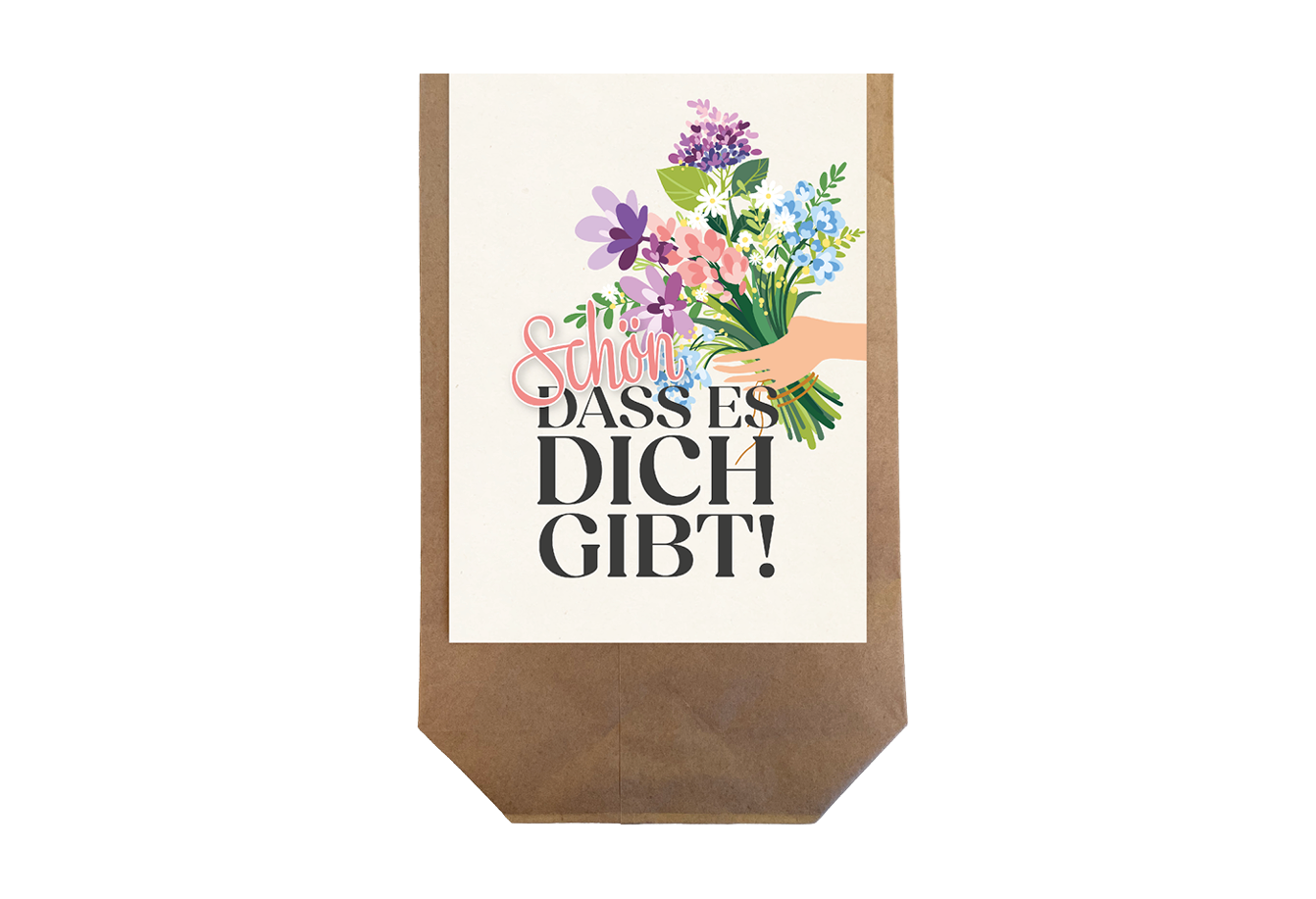 Tüte mit Karte Schön, dass es dich gibt