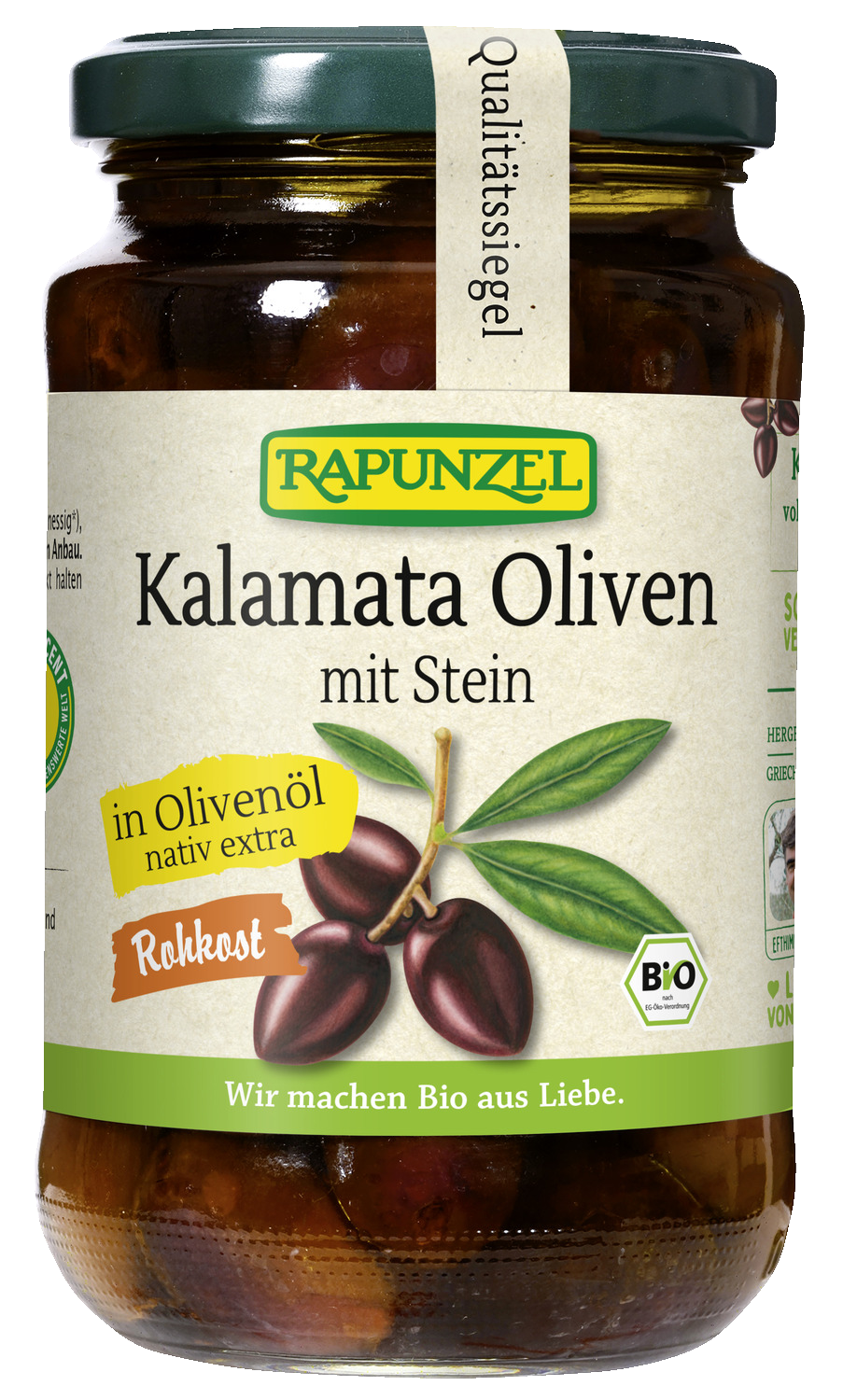 Oliven Kalamata violett, mit Stein in Olivenöl