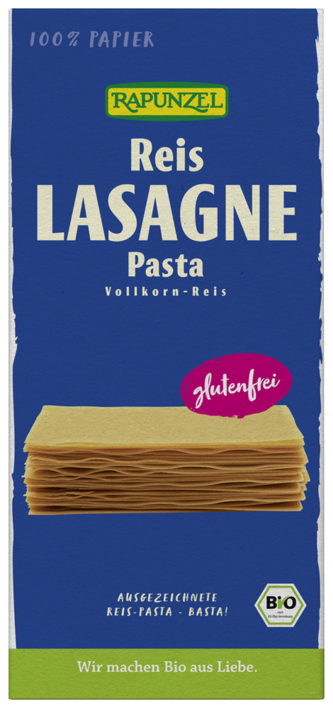 Reis-Lasagne, Getreidespezialität aus Vollkorn-Reis