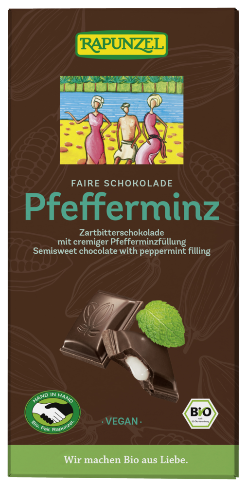 Zartbitter Schokolade mit Pfefferminzfüllung