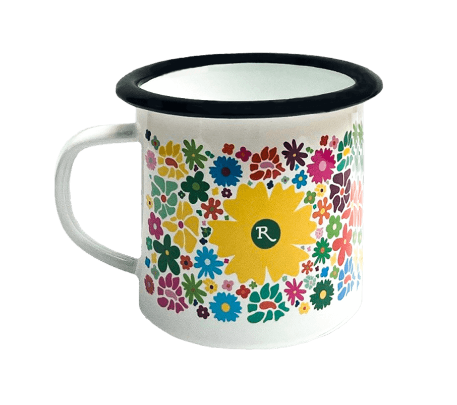 Tasse Flower Power , weiße Tasse mit Blumenmuster