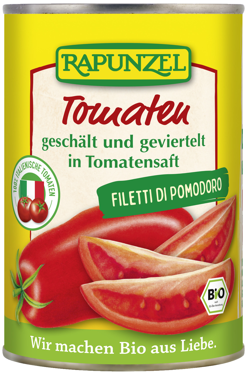 Tomaten geschält und geviertelt in der Dose