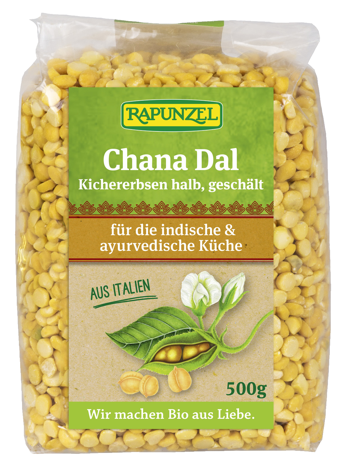 Chana Dal, Kichererbsen halb, geschält