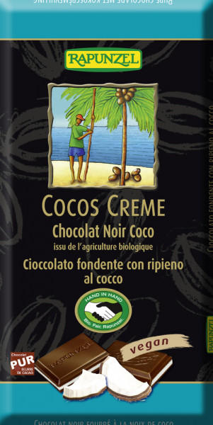 Zartbitter Schokolade Cocos-Creme gefüllt - französisches Etikett
