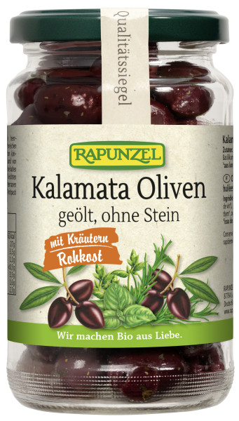 Oliven Kalamata mit Kräutern, ohne Stein geölt